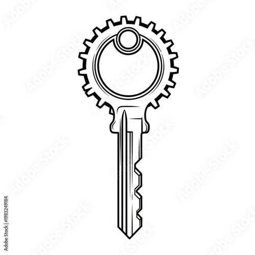 Key with Gear Teeth on Top.