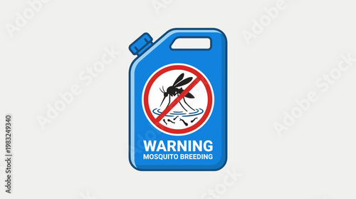 Mosquito breeding prevention warning icon, a symbol for public health campaigns emphasizing vector control and elimination of stagnant water to combat disease transmission