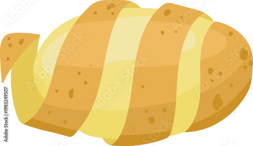 Raw potato showing peeled skin, ready for food preparation