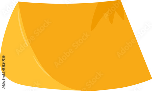 Yellow cheese wedge presenting a slice ready for consumption