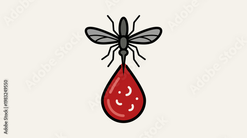 Vector-borne disease concept with a mosquito carrying a large blood drop, symbolizing health risks, parasitic infections, and the importance of pest control awareness