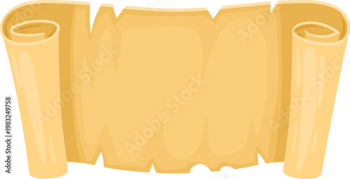 Vintage scroll showing blank space for text, an ancient document with ragged edges