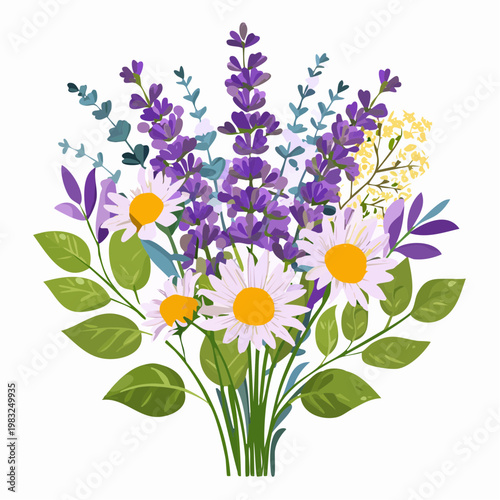 Feldblumenstrauß mit Lavendel und Kräutern