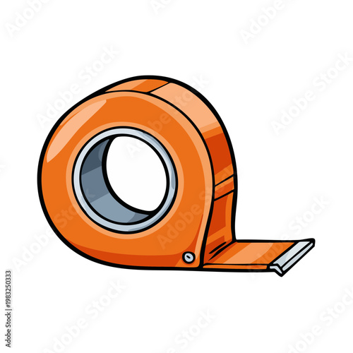 Bright Orange Tape Dispenser with Cut Tape Ready for Use