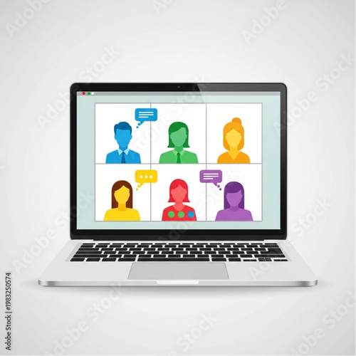 Laptop Displaying Video Conference Participants.