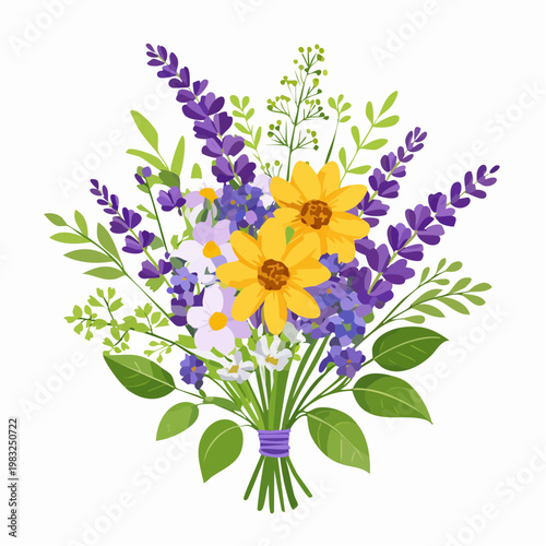 Feldblumenstrauß mit Lavendel und Kräutern