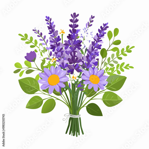 Feldblumenstrauß mit Lavendel und Kräutern