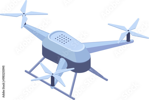 Isometric drone illustration depicting future aerial delivery and survey concepts