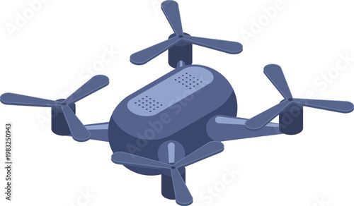 Isometric drone illustration for aerial smart technology concepts