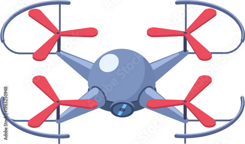 Quadcopter with camera and propeller guards representing remote observation