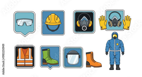 Man wearing protective gear and suit.