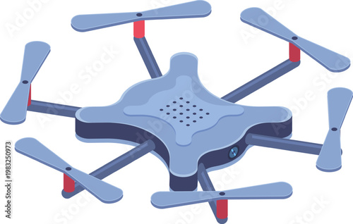 Modern drone quadcopter with camera providing aerial surveillance and new technology concepts