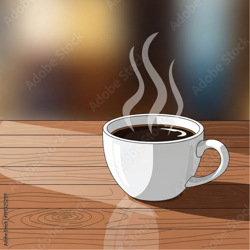 White Coffee Cup with Steam Rising.