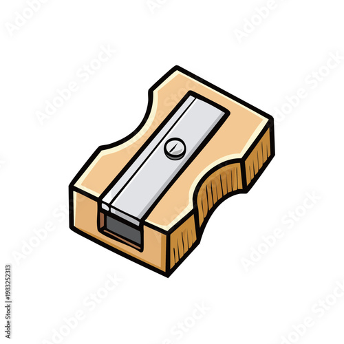 Classic wooden pencil sharpener with metal blade and screw