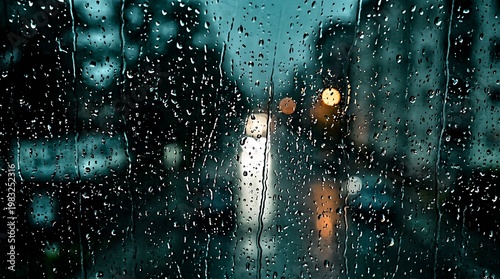 Wallpaper Mural Abstract view of city lights blurred through a window covered in raindrops during a downpour Torontodigital.ca