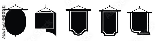 set of five minimalist hanging price tags for retail or sale signage isolated on white