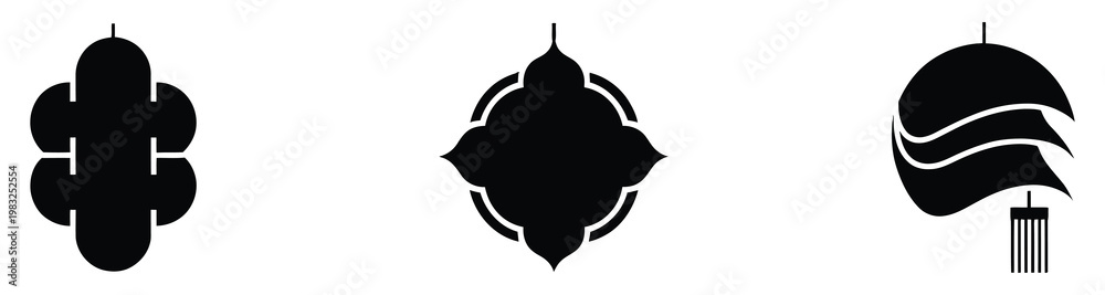 Fototapeta premium minimalist black geometric shapes set on white background for design elements