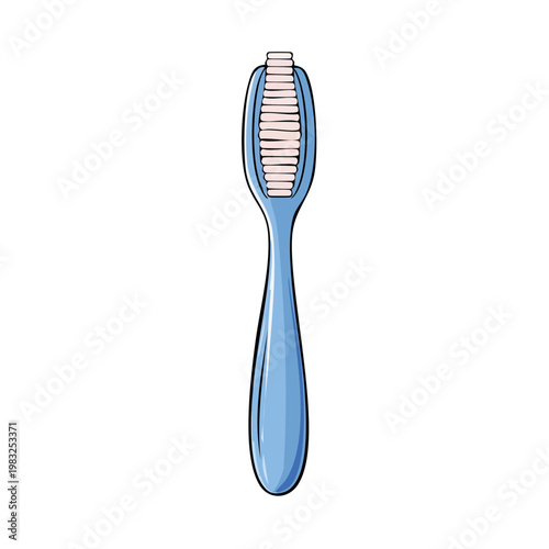 Clean blue toothbrush with soft bristles for dental hygiene and oral care on a white background