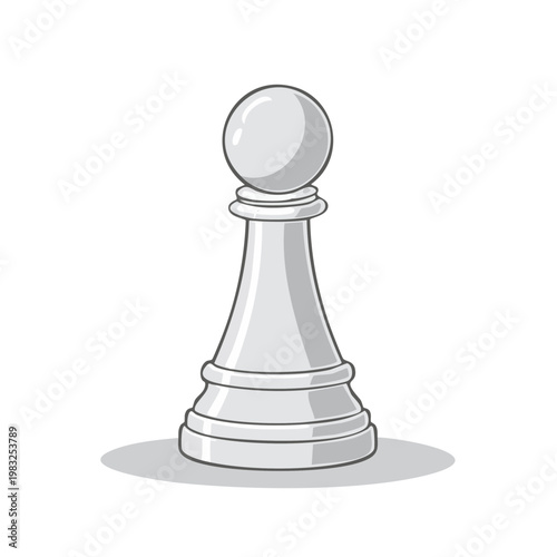 A single white chess pawn piece standing on a surface with a shadow