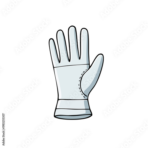 Single Hand Glove Cartoon Illustration Clean White Outline