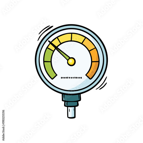 Cartoon Pressure Gauge Indicating Medium Level With Vibrating Lines