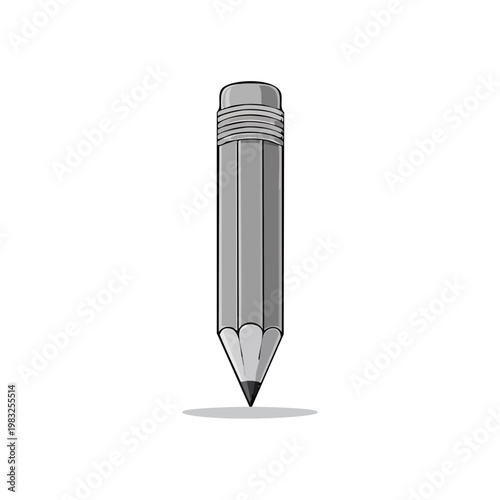 Simple, sharpened graphite pencil with eraser end, ready for drawing or writing