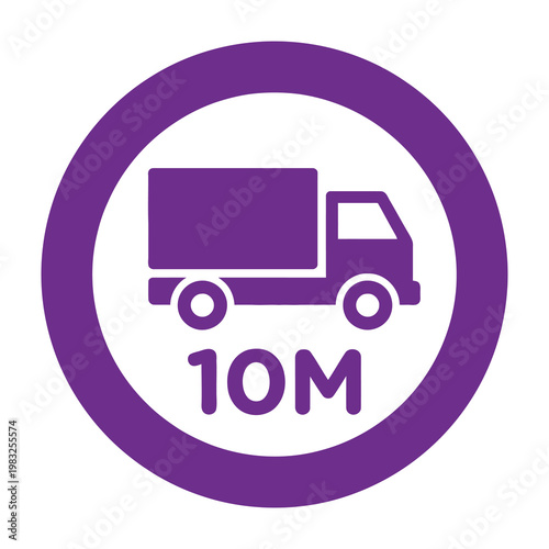 Delivery truck icon with 10 million milestone