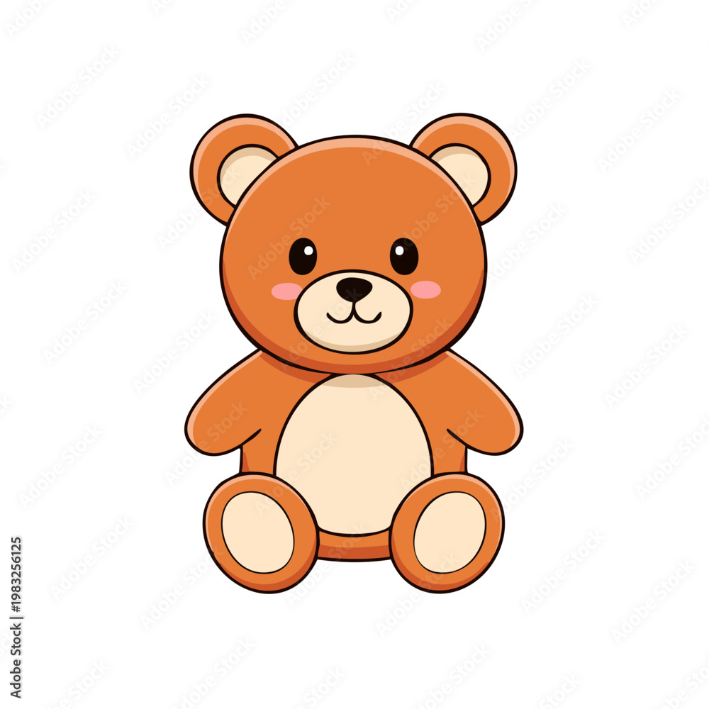 Obraz premium Adorable Cartoon Teddy Bear Character Sitting and Smiling