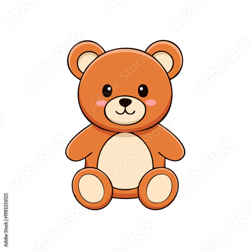 Adorable Cartoon Teddy Bear Character Sitting and Smiling