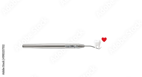 Dental instrument with small red heart.