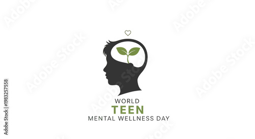 Mental wellness day teen awareness logo.