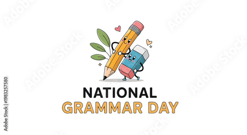 National Grammar Day Colorful Logo Illustration.