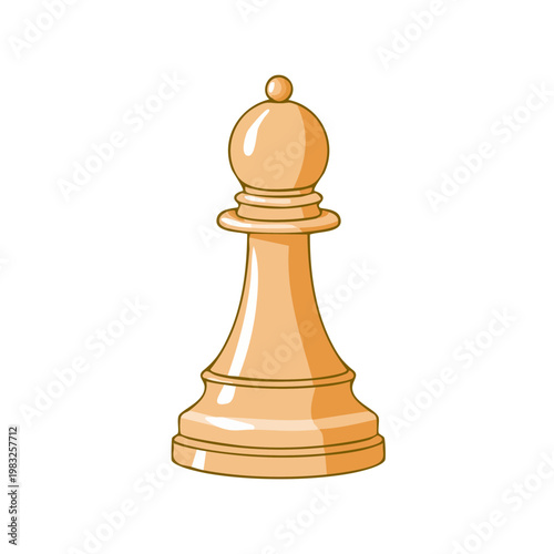 Classic wooden chess piece bishop illustration on a clean white background