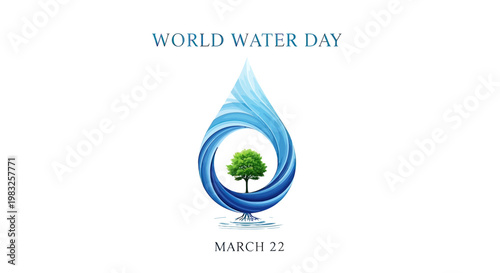 Tree in water droplet symbol.