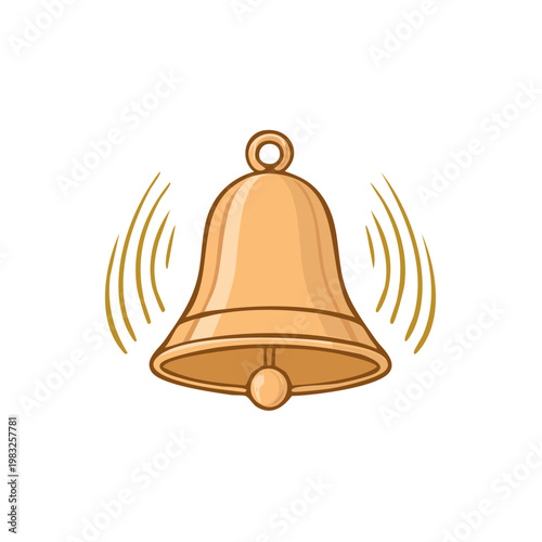 Cartoon ringing bell with sound waves illustration