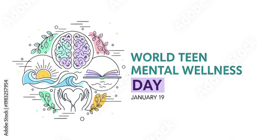 World Teen Mental Wellness Day Awareness.