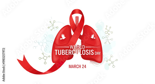 World Tuberculosis Day Lung Awareness Ribbon.
