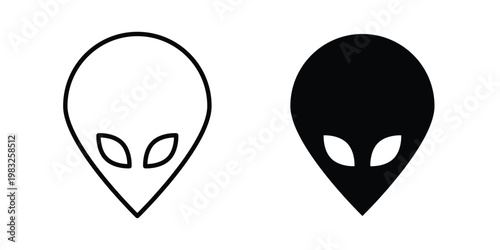 Alien icon Flat and linear stroke vector design isolated illustration.