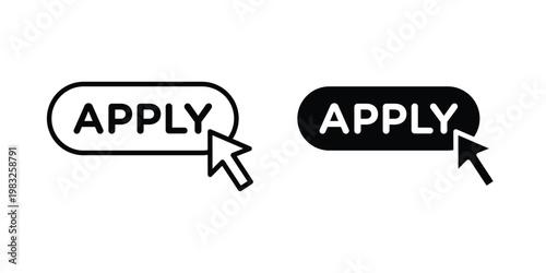 Apply icon Flat and linear stroke vector design isolated illustration.