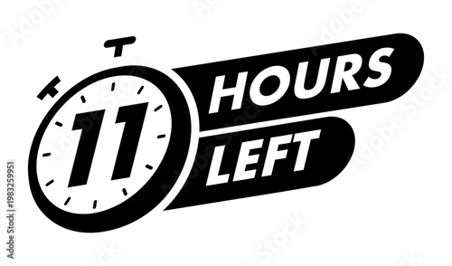 Timer 11 hours left with watch icon for promotion, promo offer, sale, social media post