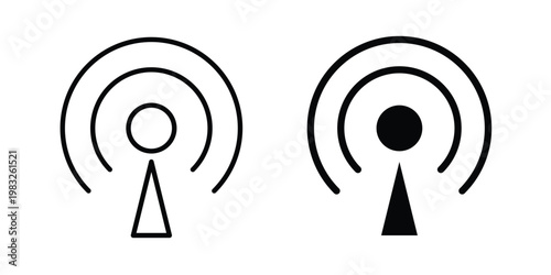 Broadcast icon Flat and linear stroke vector design isolated illustration.