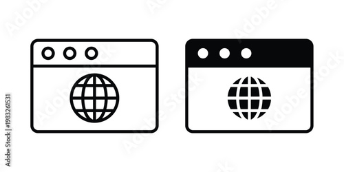 Browser icon Flat and linear stroke vector design isolated illustration.