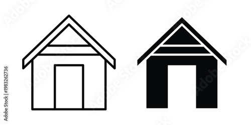 Cabin icon Flat and linear stroke vector design isolated illustration.
