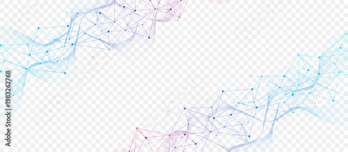 Global network connection website header or banner design. Abstract background with connecting dots and lines. Global business. Social network communication. Internet technology. Vector illustration