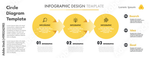 3 option circle chart infographic for business strategy, logic analysis, start up project, theory basic operation, presentation. Venn diagram vector