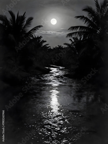 Night Creek Reflection