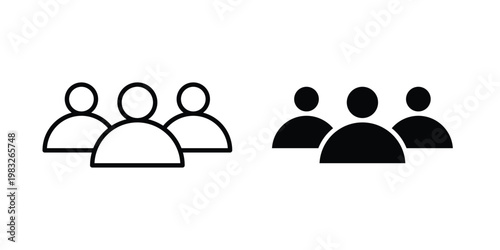 Community icon Flat and linear stroke vector design isolated illustration.