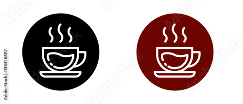 Coffee cup icon or tea cup icon set represents warmth and relaxation by showing a steaming cup in simple vector styles for beverage branding and cafe visuals