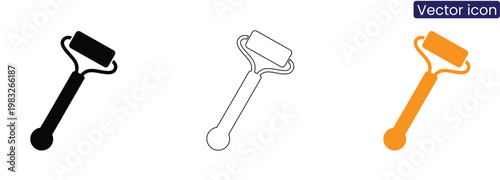 Vector icons of paint rollers in black, line art, and orange on a clean white background, ideal for DIY, construction, or design projects