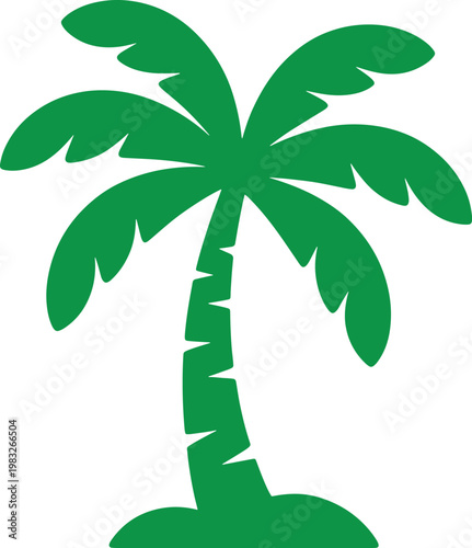 Green palm tree icon with trunk and leaves isolated on transparent background for tropical or summer concepts  symbolizing vacation and relaxation
